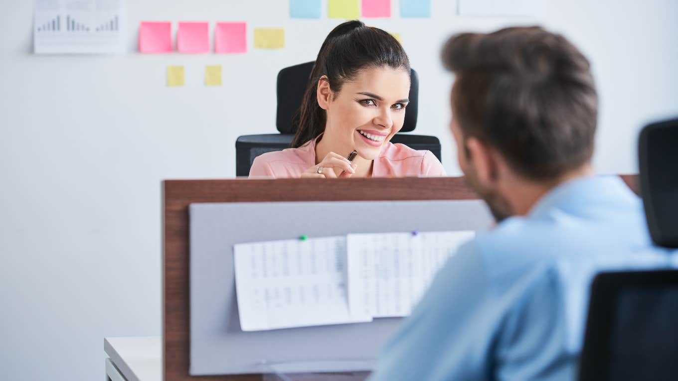 Woman Explains How The Office Goggles Phenomenon Causes Co-Workers To Fall In Love co-workers flirting at the office