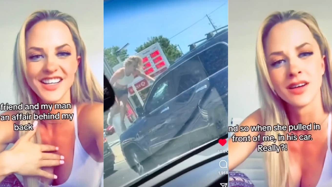 woman blaming the other woman while explaining why she smashed her cheating boyfriend's windshield