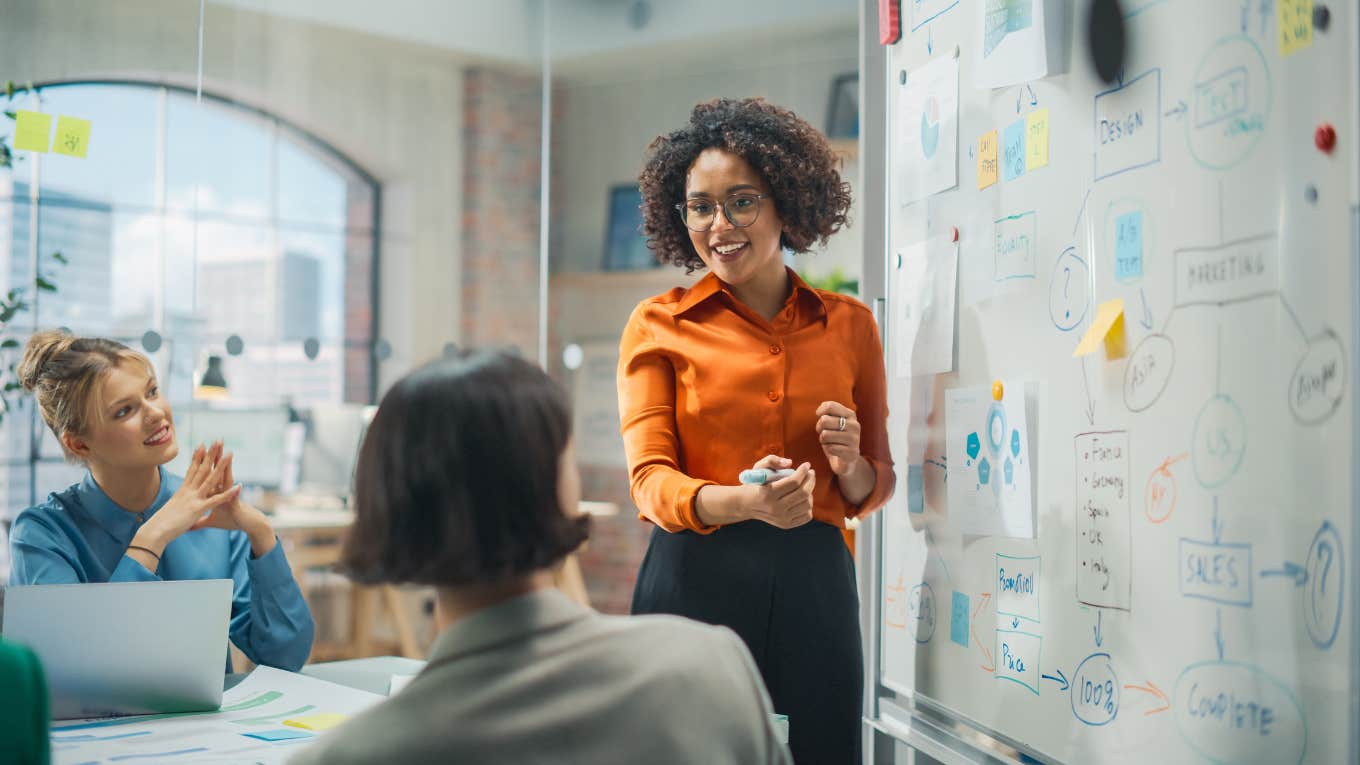 The Type Of Meeting Bosses Have When They Don’t Trust Their Team woman leading meeting at work