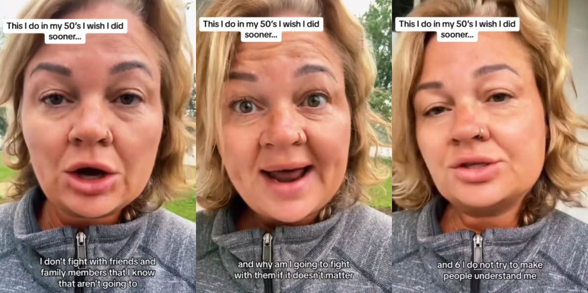 Woman in her 50s talking about what she should've done sooner on TikTok