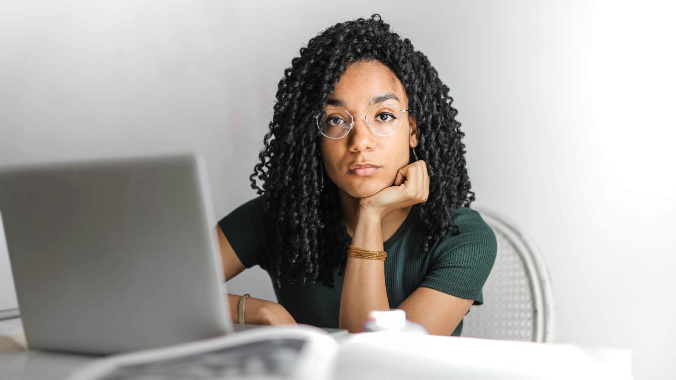 woman working on laptop