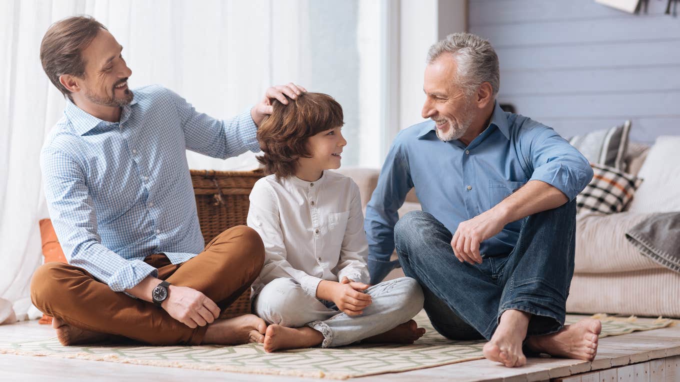 boomer dad with millennial dad and son