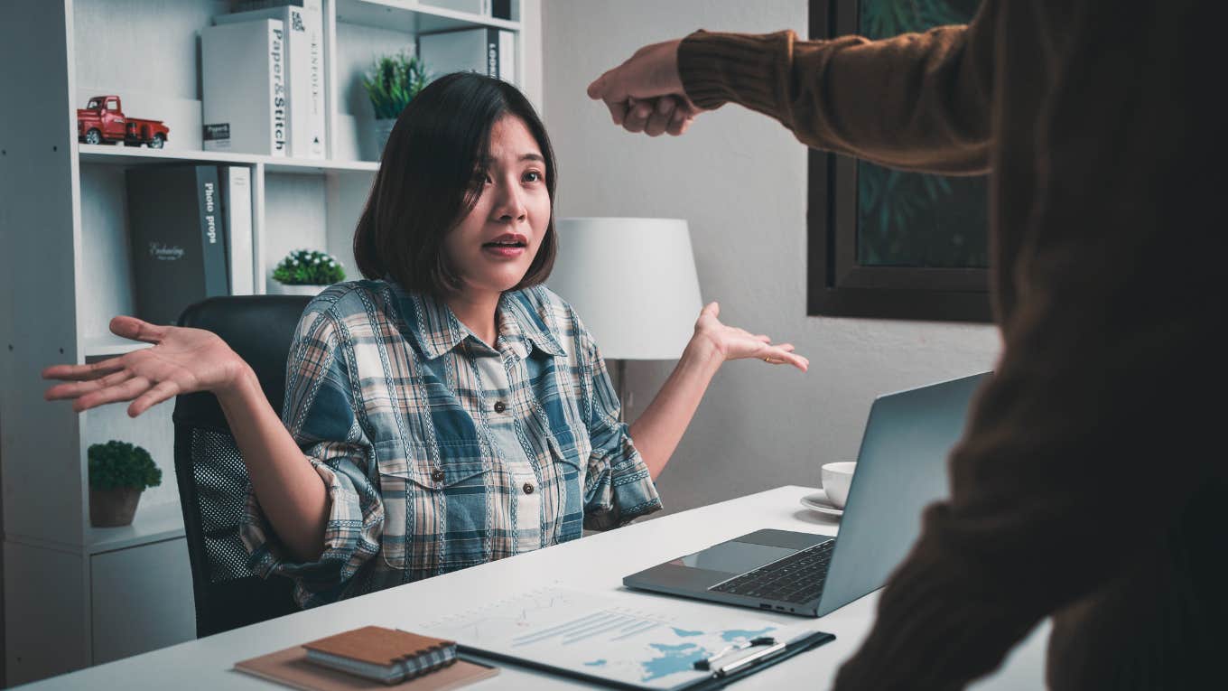 employee being reprimanded by boss