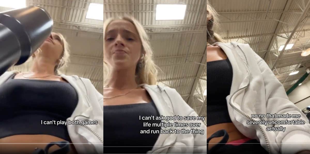 Clips from video of woman harassed at the gym
