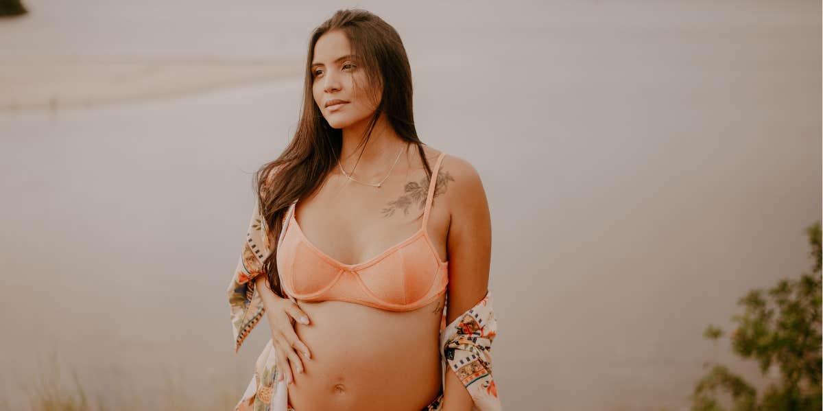 pregnant woman in bikini
