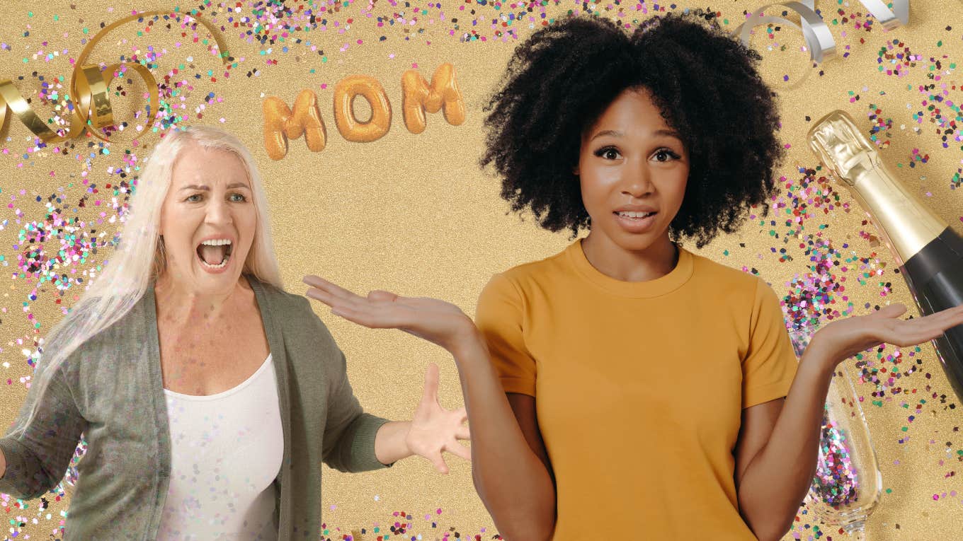 Woman Kicks Daughter-In-Law Out On NYE For Calling Her ‘Mom’ Older woman shouting at a younger confused woman.