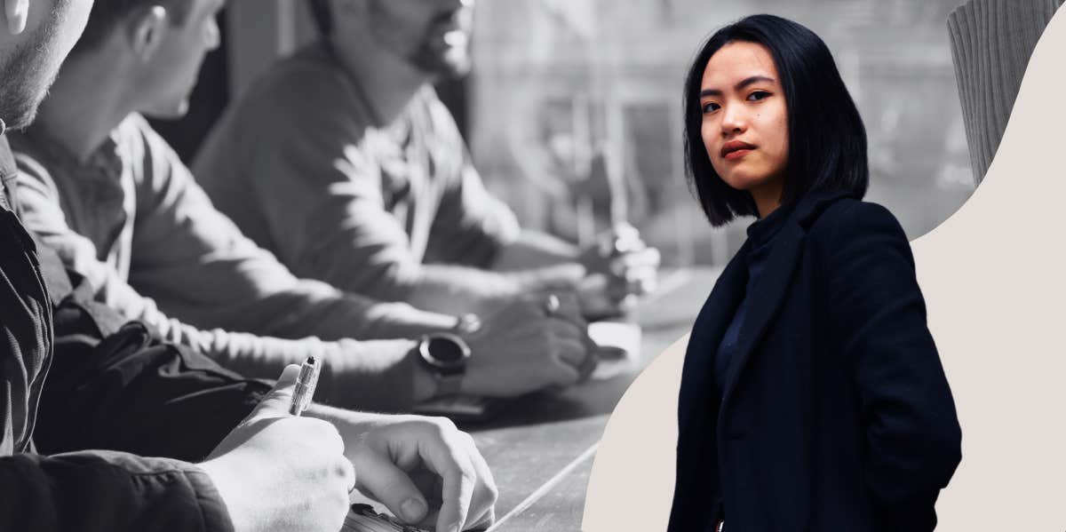 woman in front of office having meeting