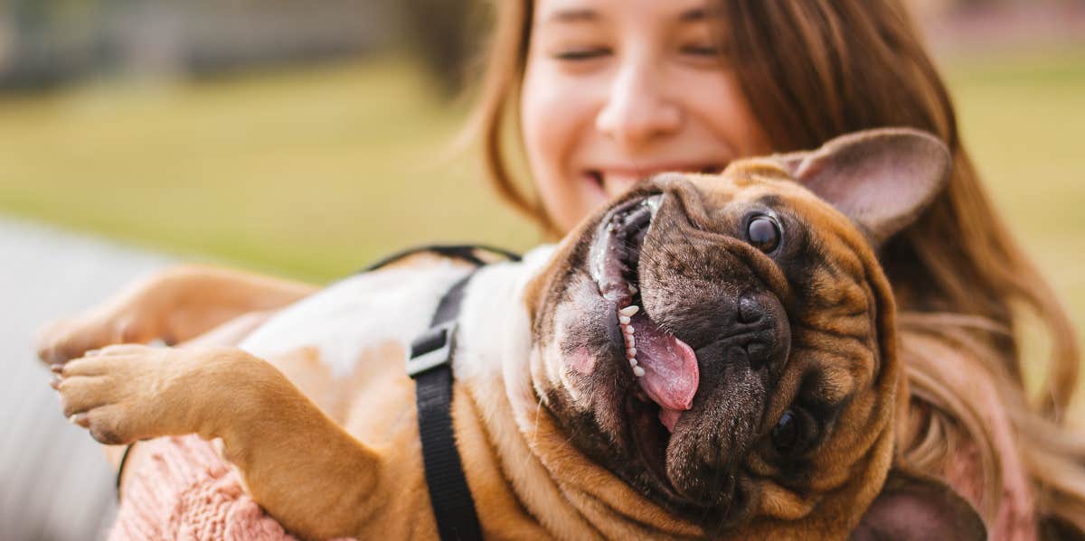 woman, dog