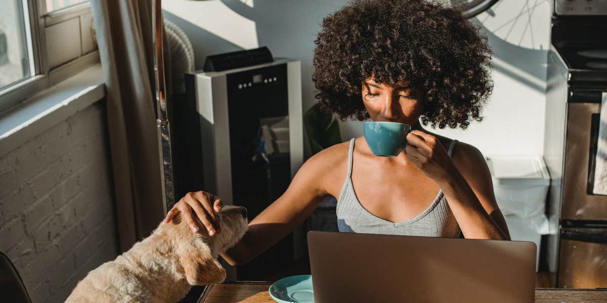 Woman drinking coffee