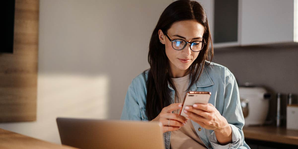 Woman looking at phone