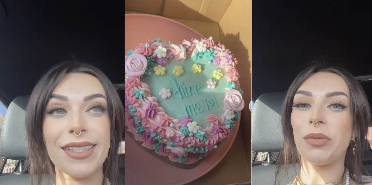 woman, cake, job interview 
