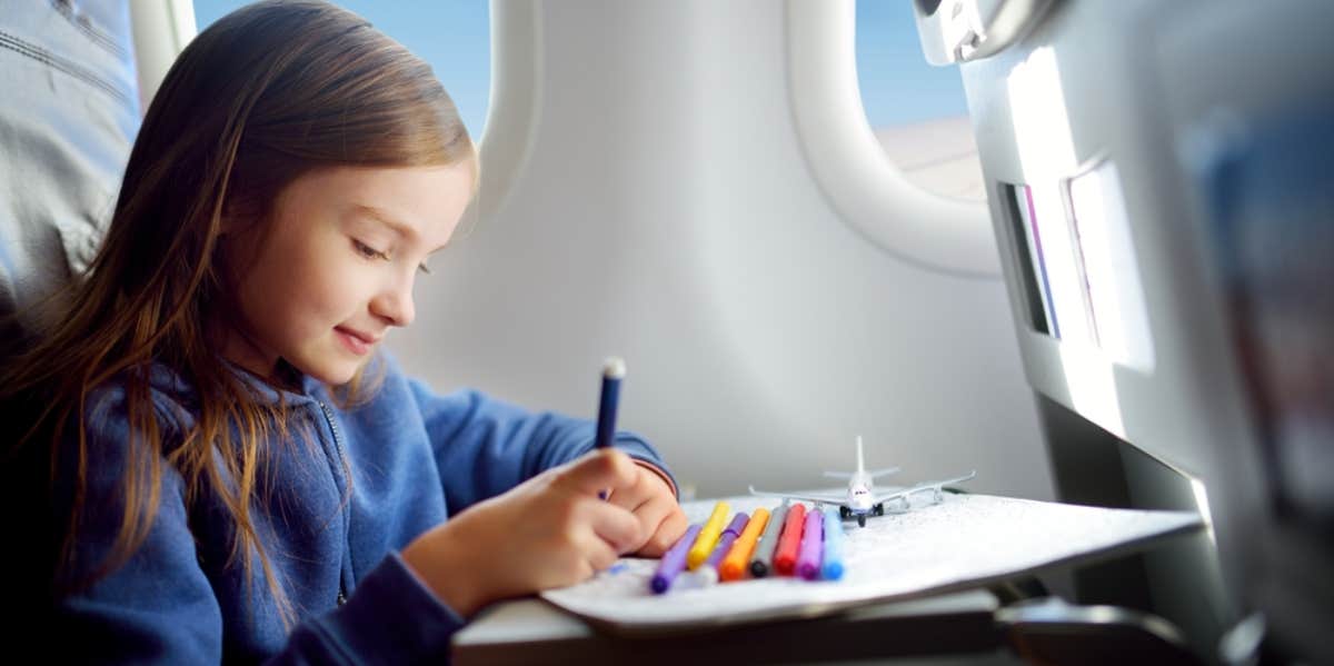 Little girl on plane