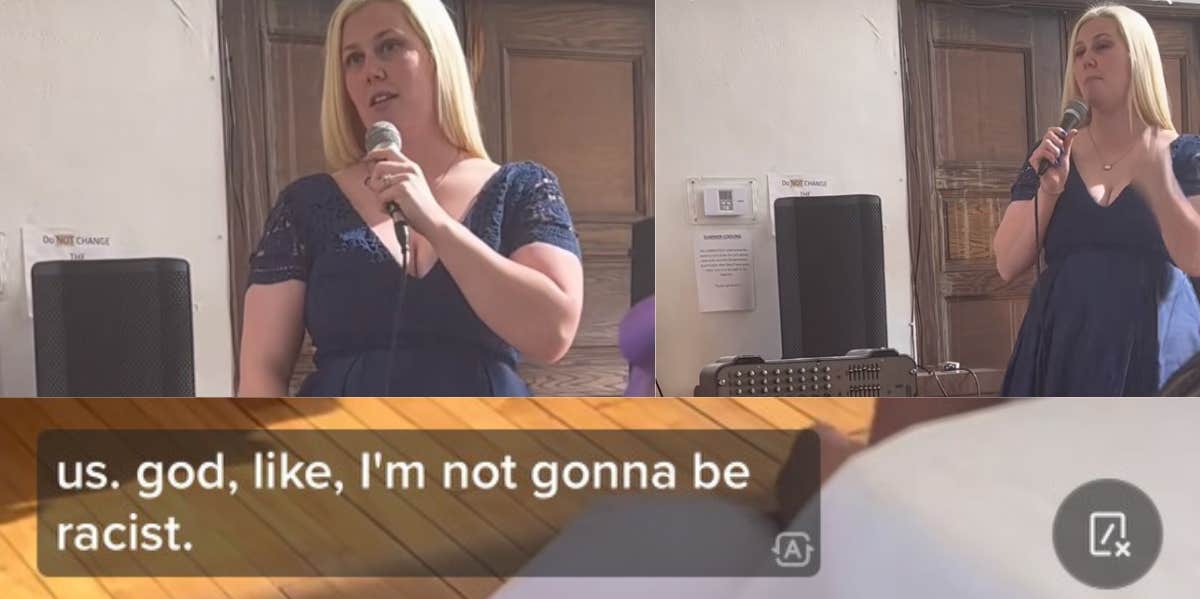 Bridesmaid Warns Wedding Guests ‘I’m Not Gonna Be Racist’ Before Delivering Speech Woman on tiktok