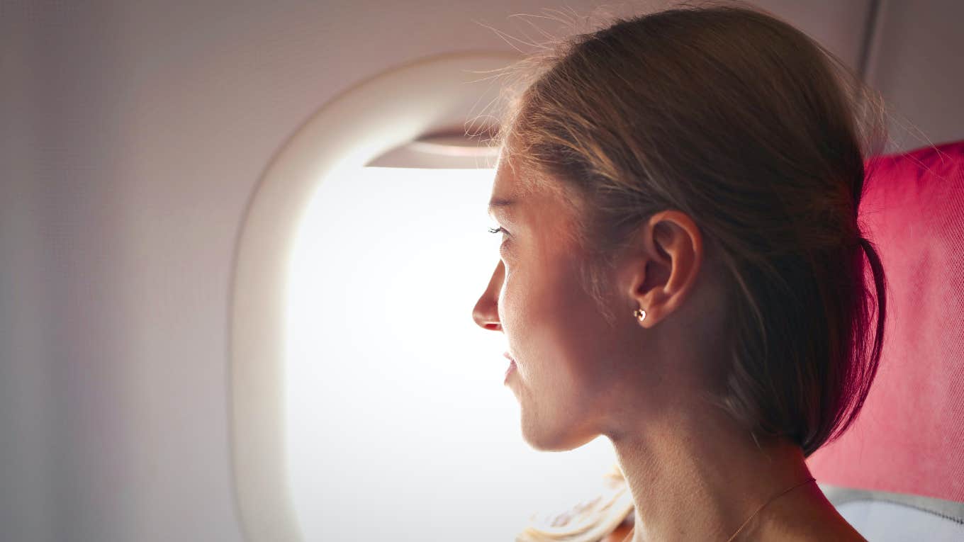 woman on airplane