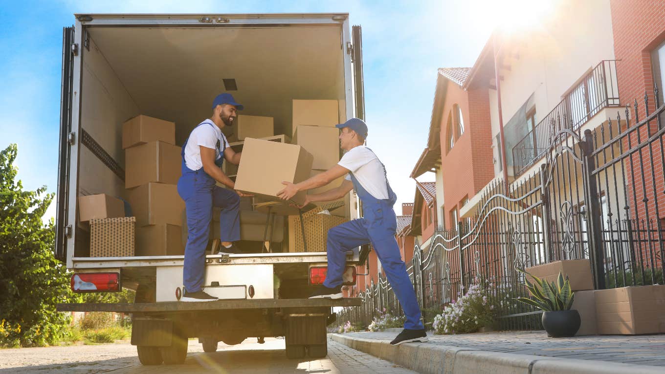 movers packing moving truck