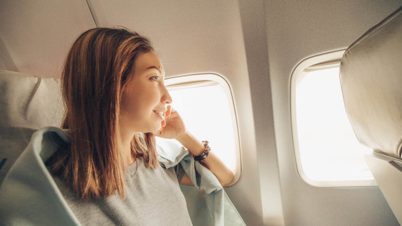 woman, plane, passenger 