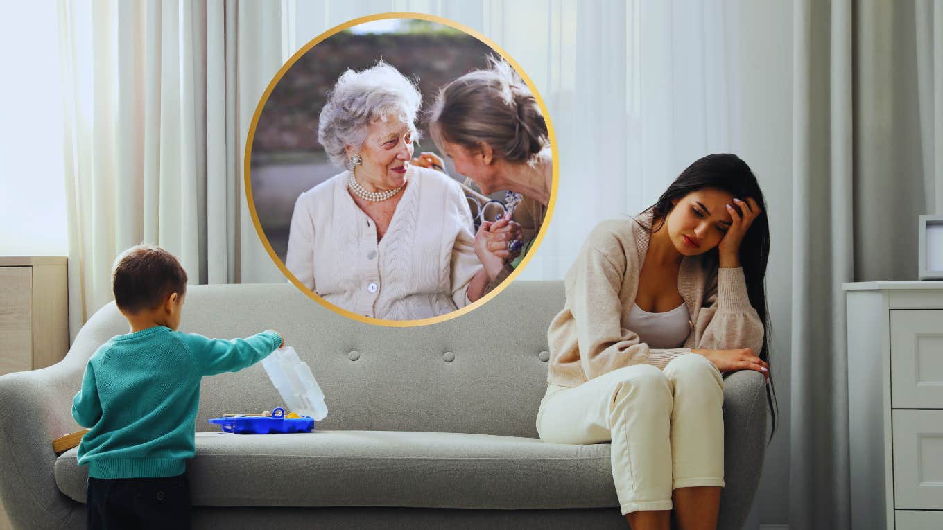 Woman Is Happy That Her Husband's Affair Baby Will Inherit Nothing sad mom with toddler