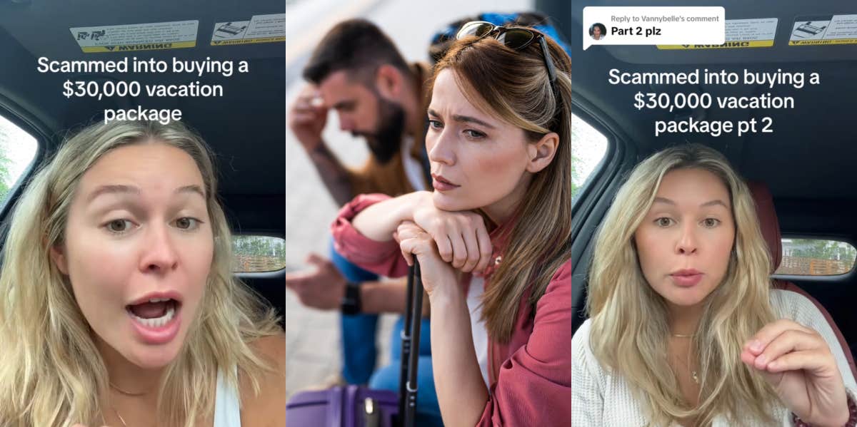 Woman Reveals How She And Her Husband Were Scammed Into Purchasing A $30,000 Vacation Package Summer talking about vacation package scam on TikTok