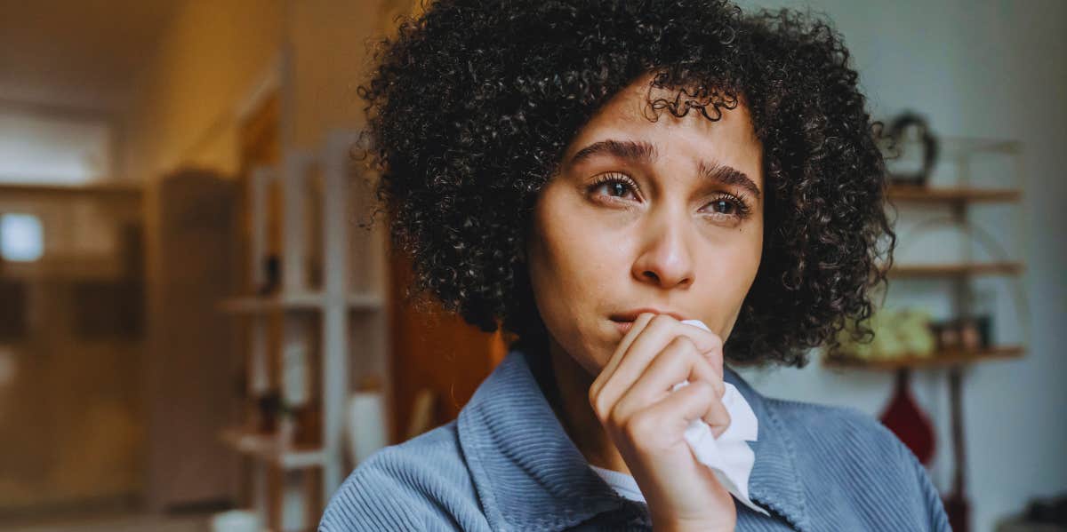 Woman crying, sad