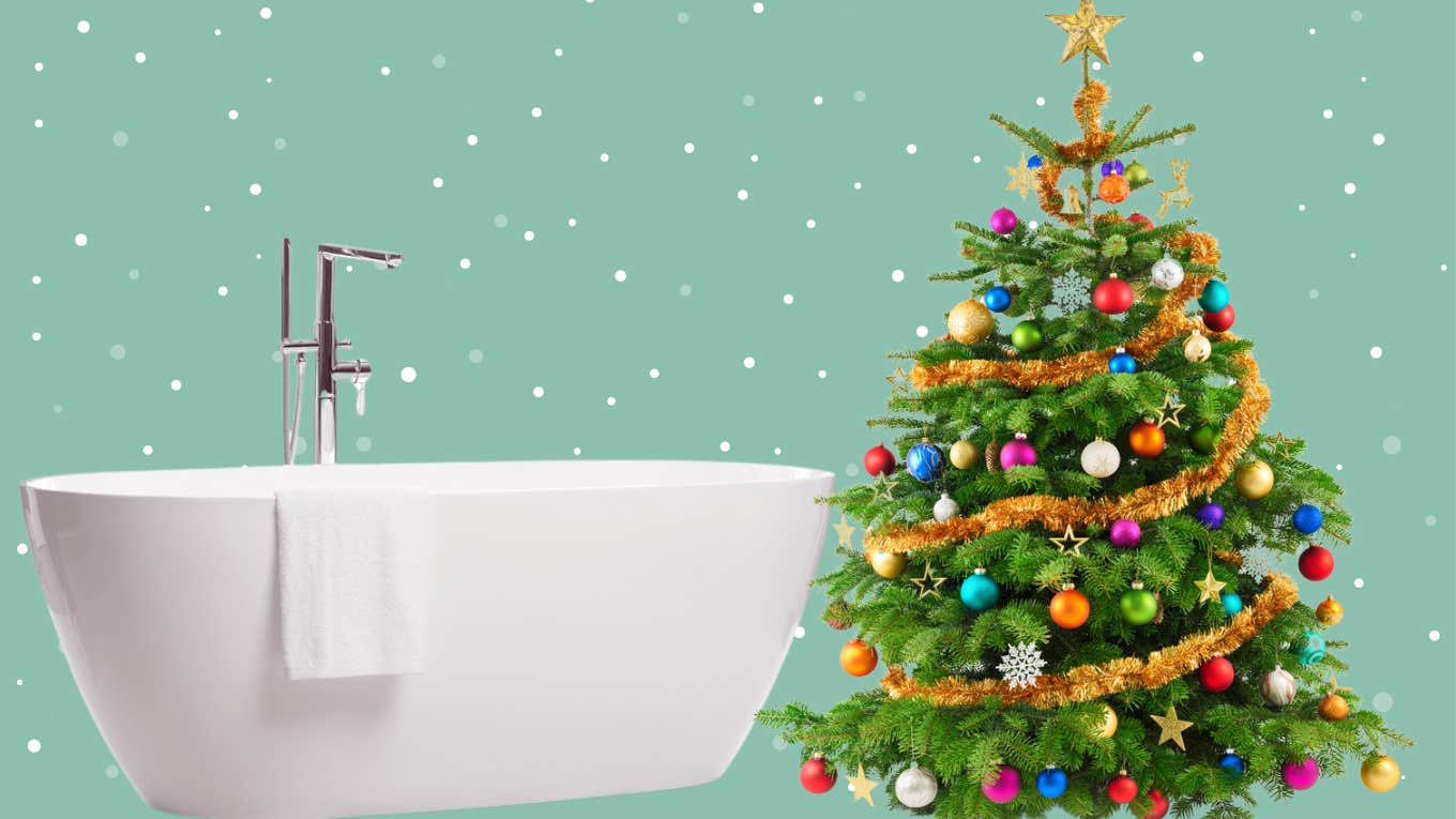 christmas tree, bath tub, clean, christmas 