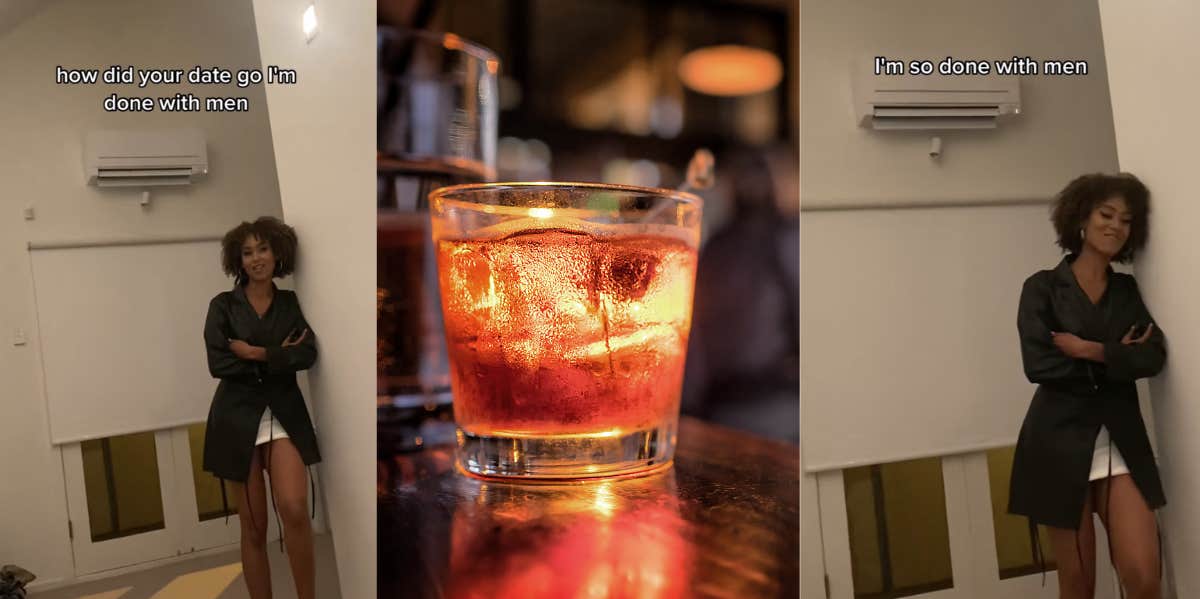 Woman Receives Mixed Reactions After She Says She's 'Done With Men' After Date Only Bought Her One Drink woman, tiktok, drink