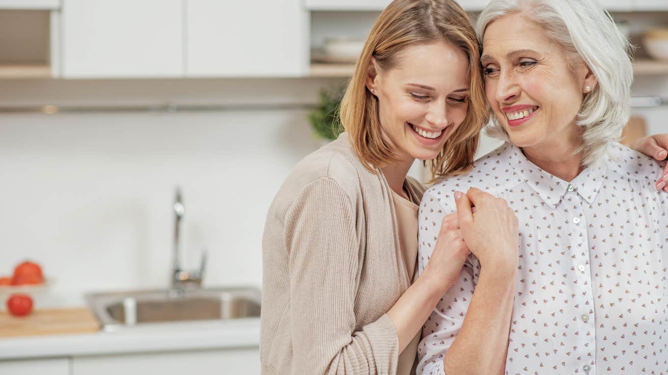 daughter embracing mom