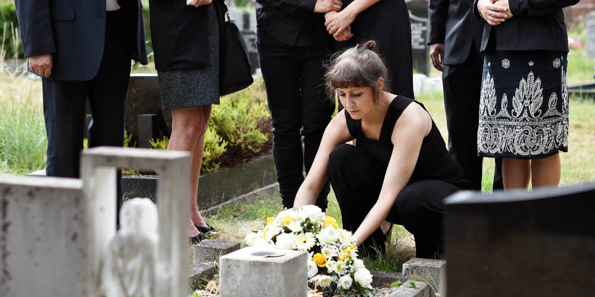 Woman at grave