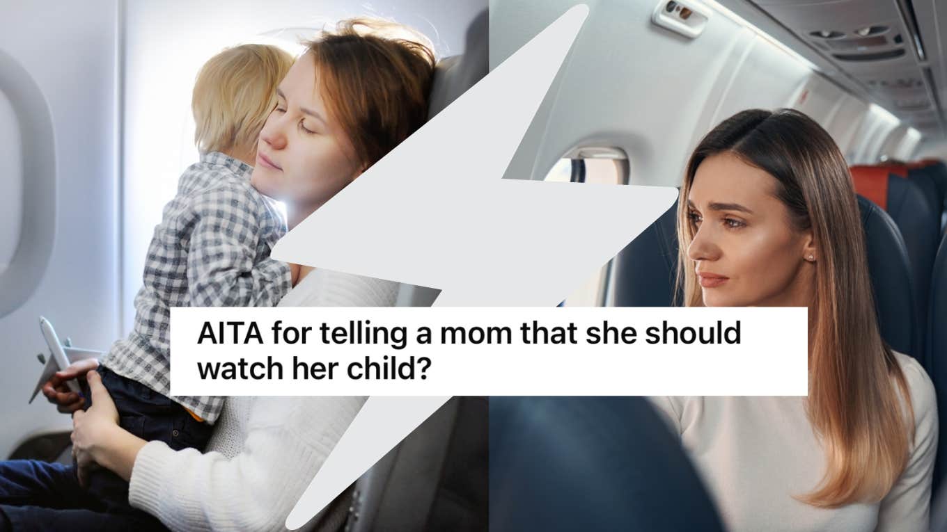 plane, toddler, mother, flying