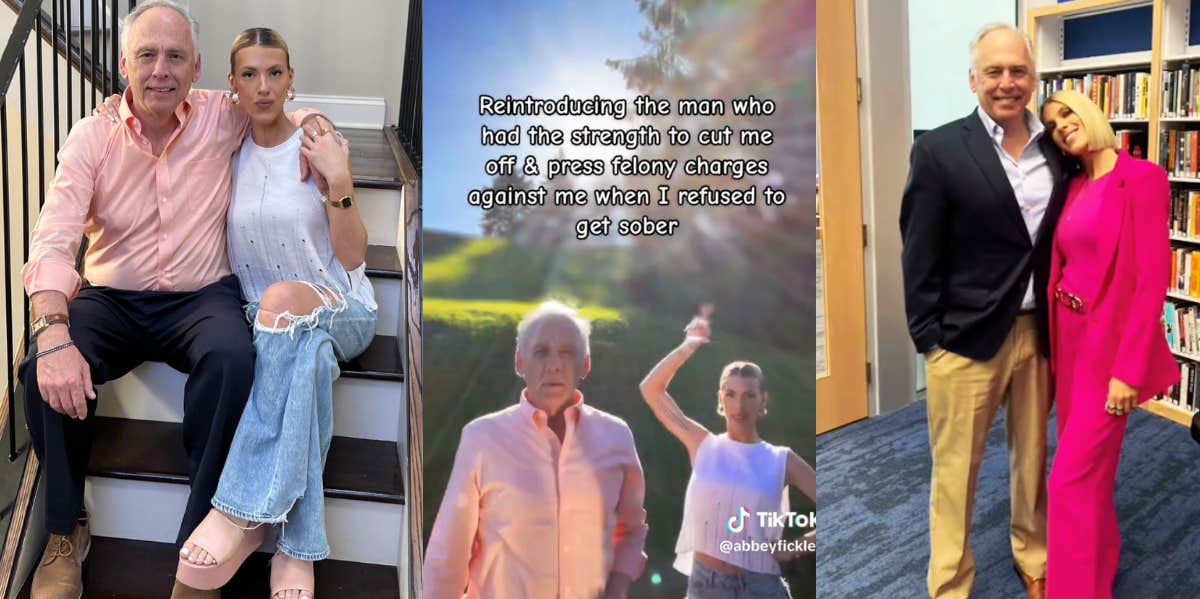 Woman Thanks Her Father For Pressing Felony Charges Against Her & Cutting Her Off Abbey Fickley with father