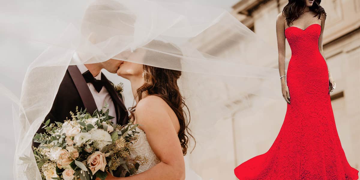 Wedding, red gown