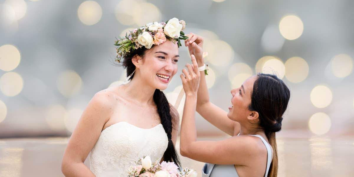 Bride and sister