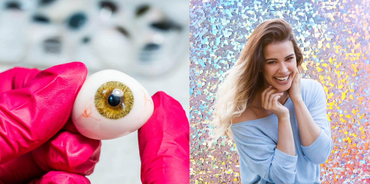 woman, fake eye, glitter 