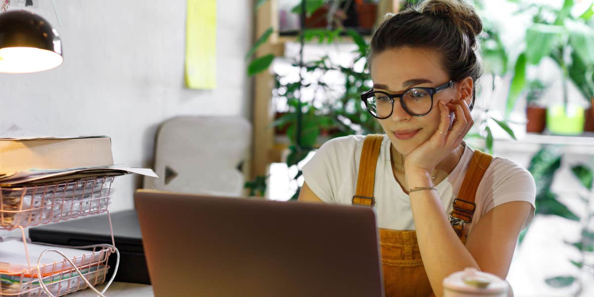 Woman working on a laptop