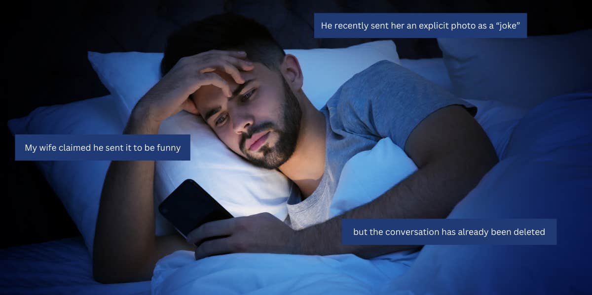 Woman's Former Boss Sends Her Explicit Photos While They're Both Married — Now Her Husband Is Debating Telling His Wife Man on the phone at night