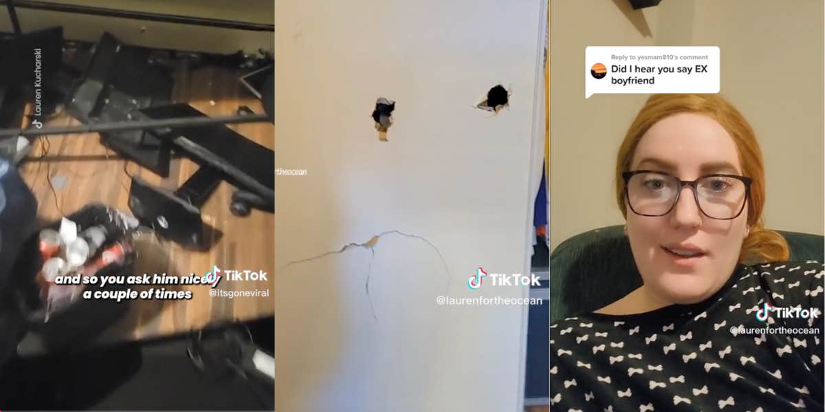 TikToker Lauren Kucharski and the damage her ex-boyfriend did to her apartment