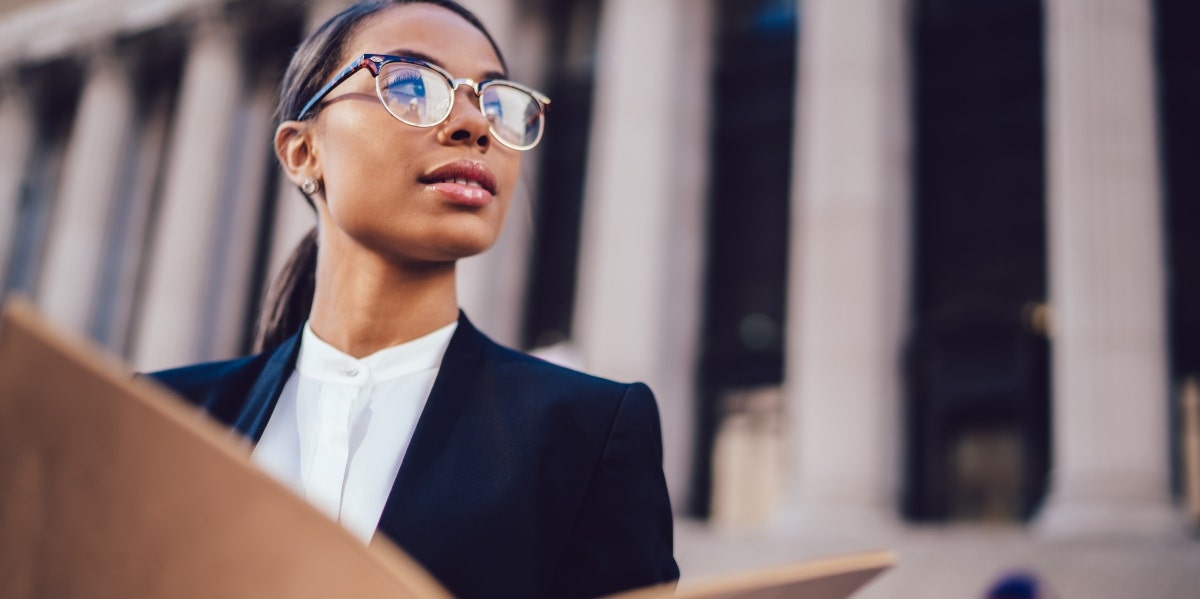 professional-looking woman wearing glasses