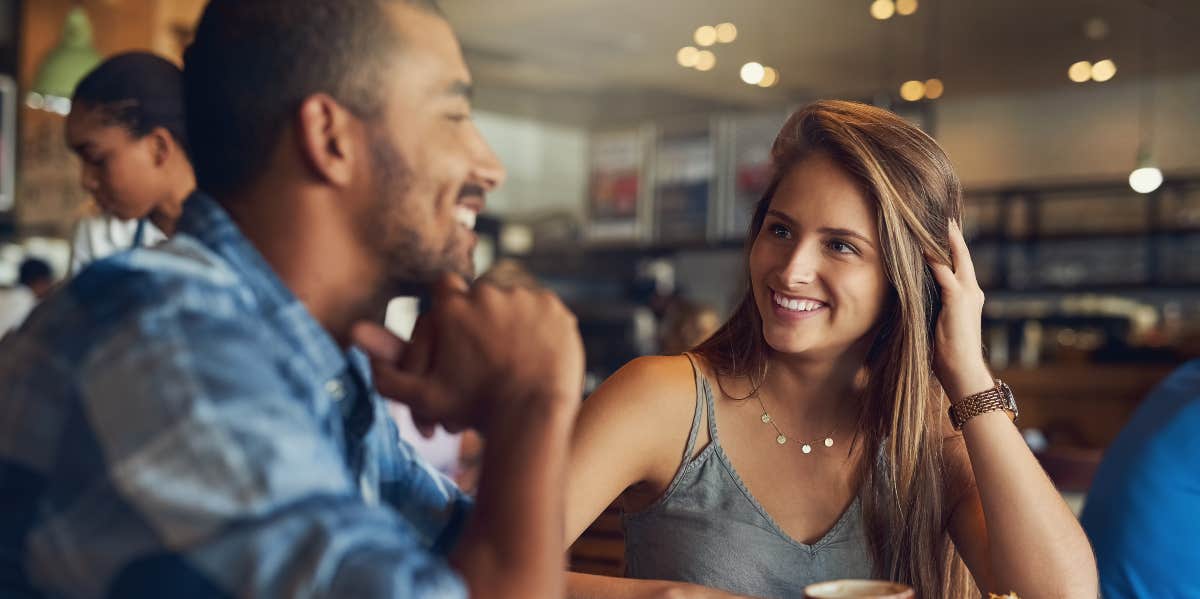 Woman on a date with a man