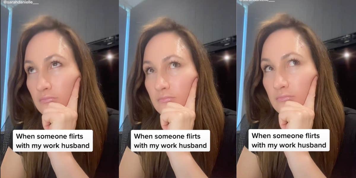 Woman Reacts to Someone Flirting With Her 'Work Husband' TikTok user Sarah Danielle