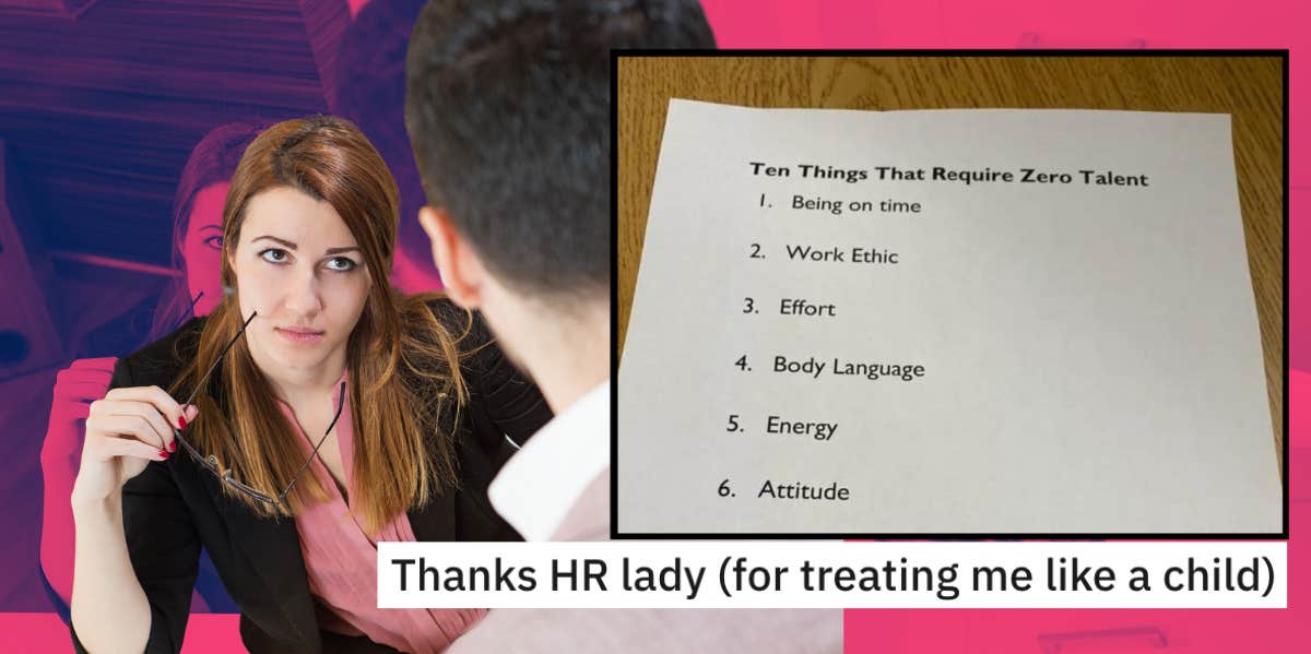 Image of HR rep's list asking employees to do extra work