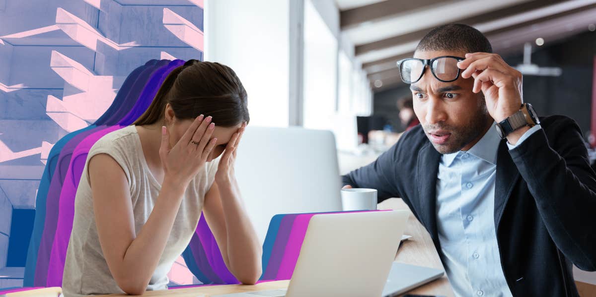 Woman on her laptop, man on his laptop