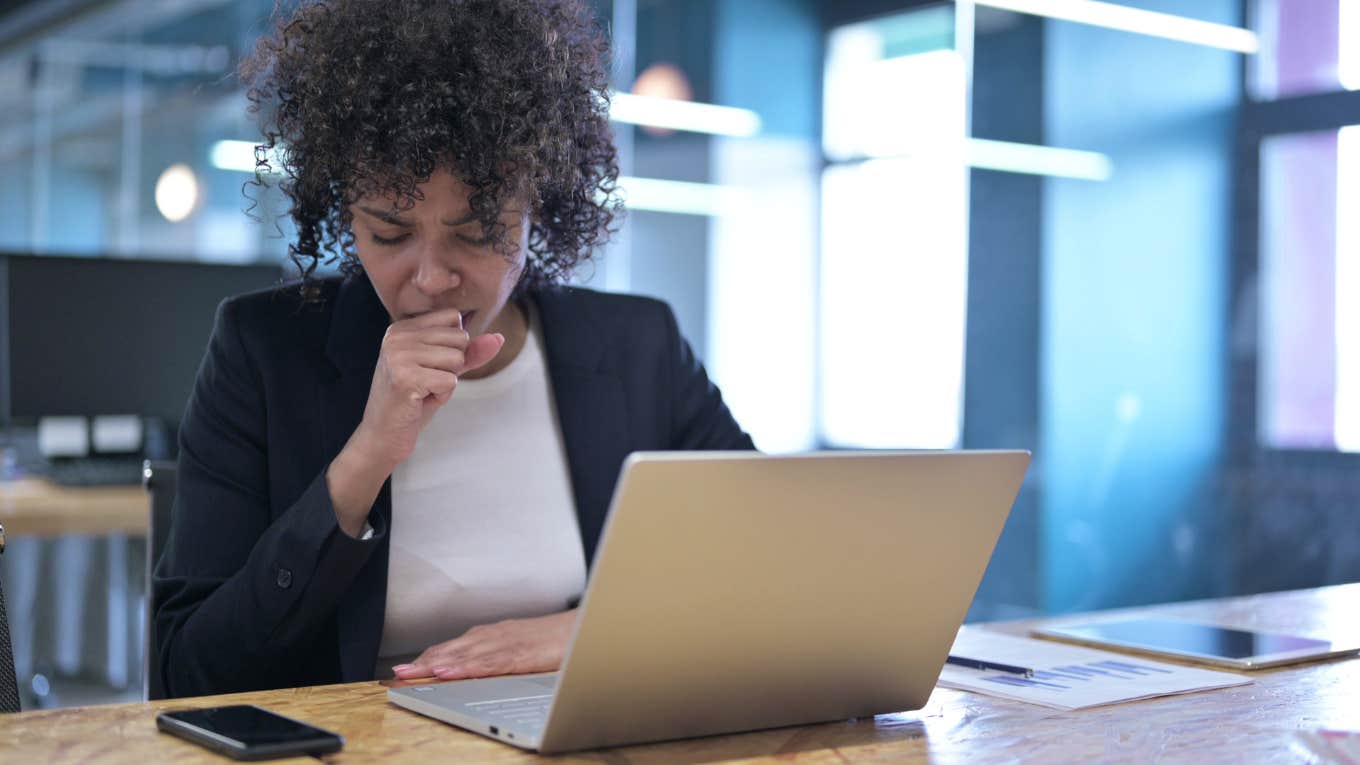 sick woman at work