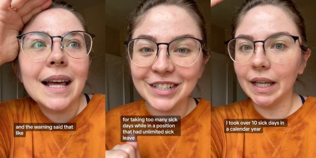 Woman Says She Was Punished For Taking Sick Days Despite Having Unlimited PTO TikTok of woman explaining how she got in trouble at work