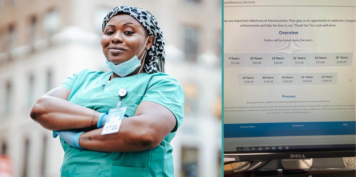 Worker Shares 'Reward Program' That Allows Staff To Get A $25 Bonus After 5 Years & A $200 Bonus After 50 Years Hospital worker, reward program