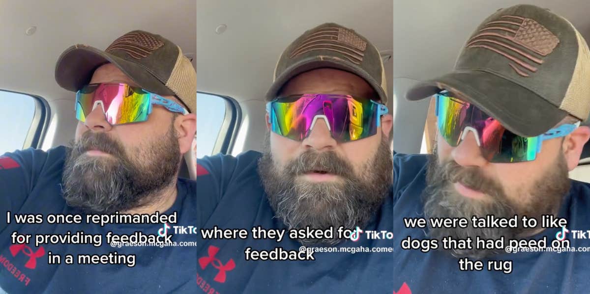 People Share Toxic Boss Stories After Worker Gets Fired For 'Providing Feedback In A Meeting Asking For Feedback' TikToker telling toxic boss stories
