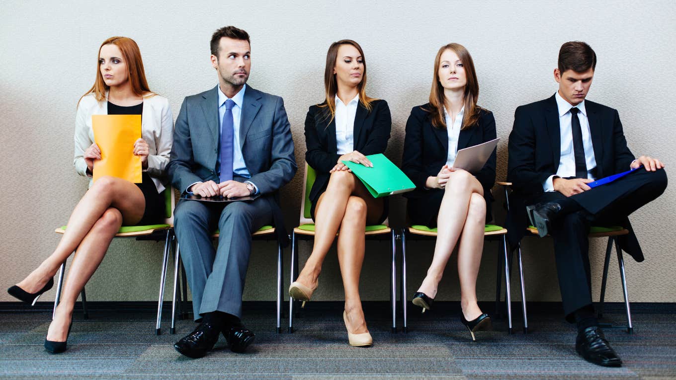people nervously waiting for a job interview