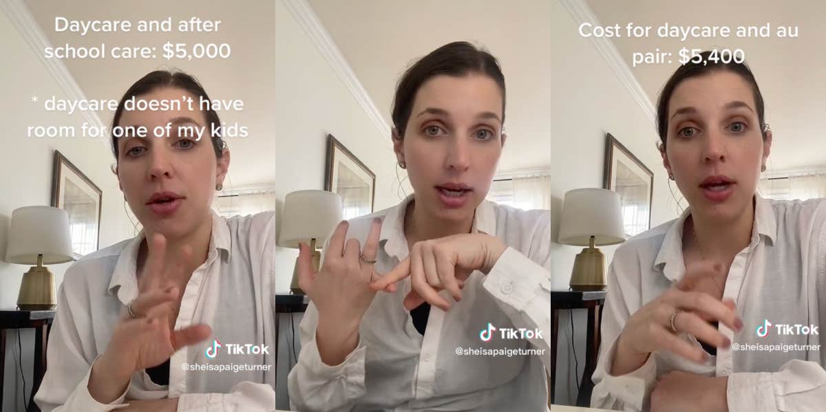 Mom Explains Why Paying $5,400 A Month For Full-time Daycare & An Au Pair For Her Kids Is Necessary Paige Turner childcare TikTok