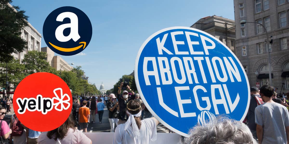 Yelp, Amazon, Abortion protest