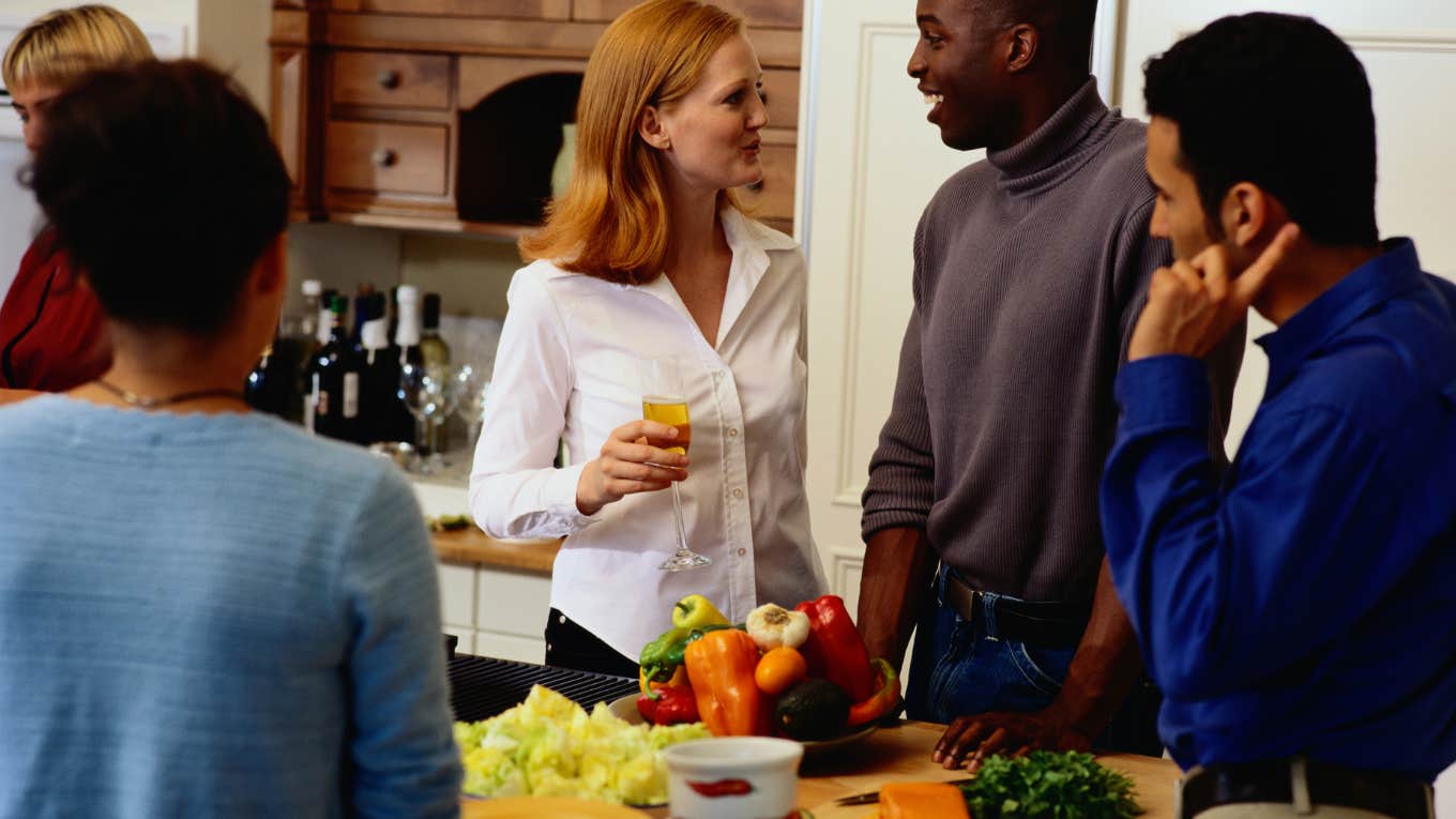 group of people socializing at a party