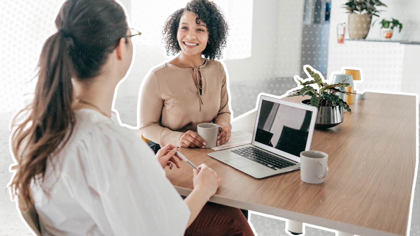 Woman interviewing for a job, much like a date