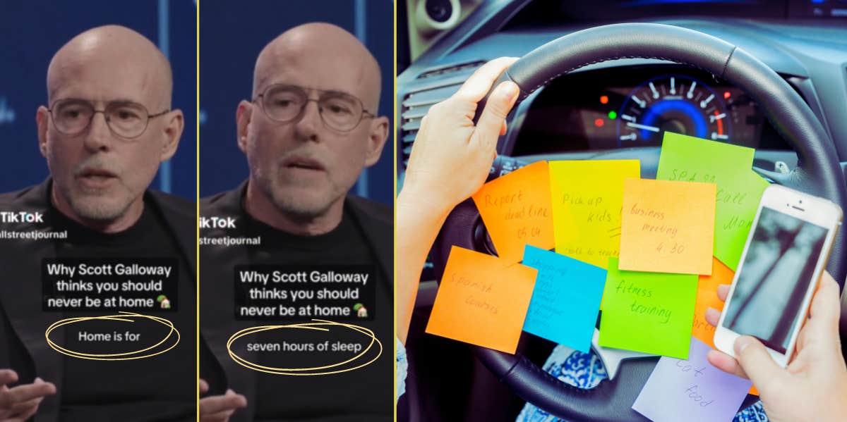 Scott Galloway, sticky notes on steering wheel